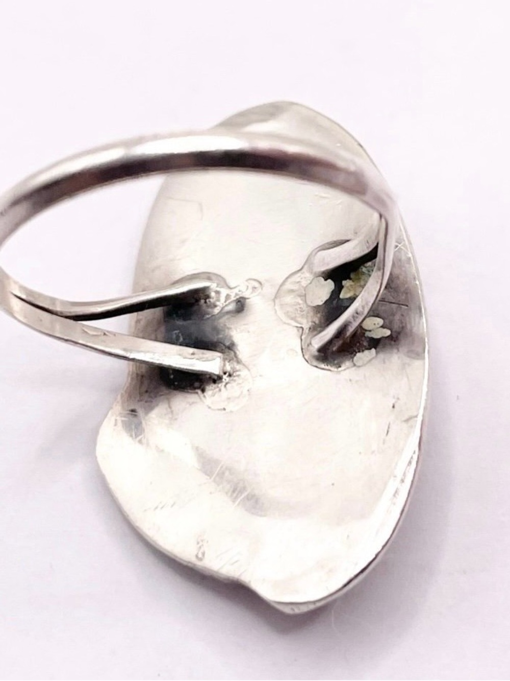 Size 6.5 Sterling Silver Leaf Goldstone Oval Ring - Picture 4 of 8